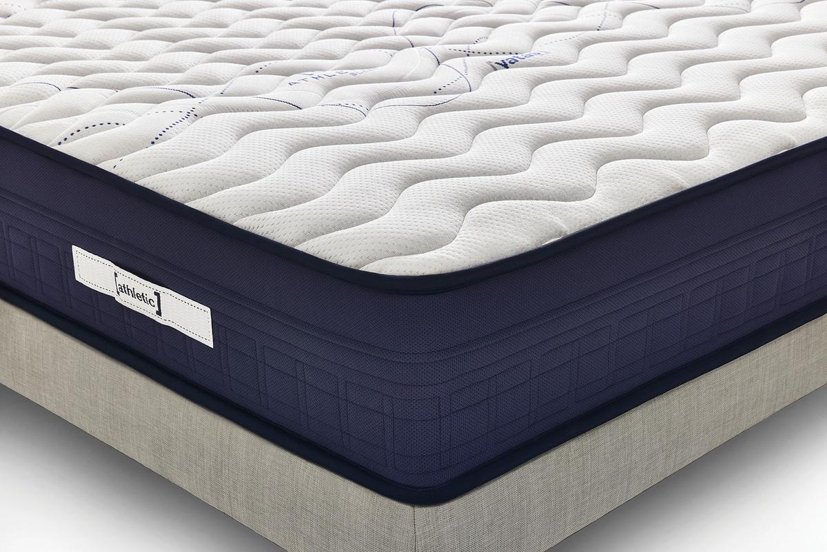 Taschenfederkernmatratze Athletic H3 ca.90x200cm - Weiß/Dunkelblau, Basics, Textil (90/200cm) - Yatas