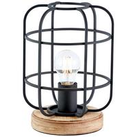 Tischleuchte Gwen Schwarz max. 40 Watt - Schwarz/Braun, Design, Holz/Metall (20/26,5cm) - Brilliant