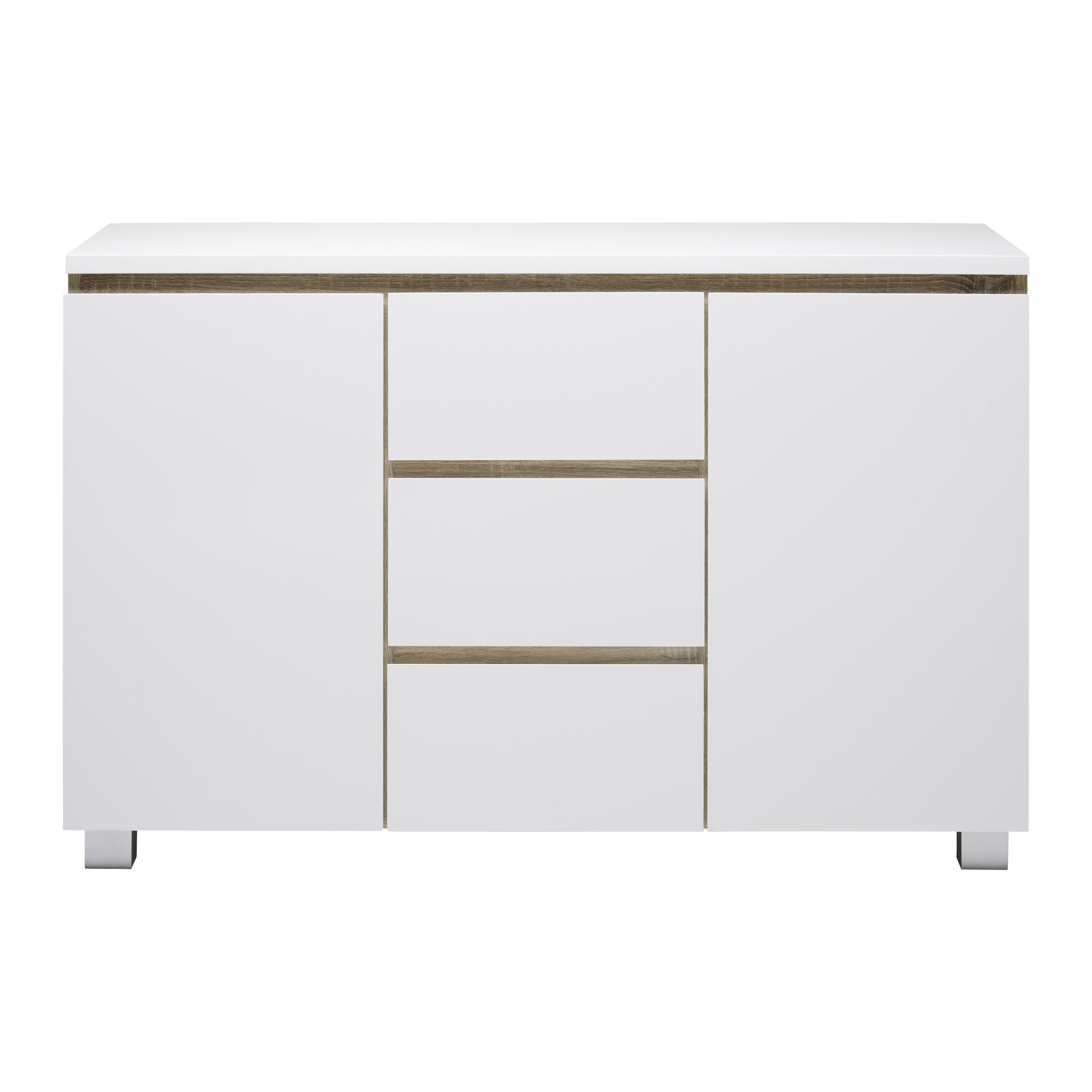 Komoda S Klasičnimi Vrati Mia, Bela, Visoki Sijaj - bela, Moderno (119/80/45cm) - Bessagi Home