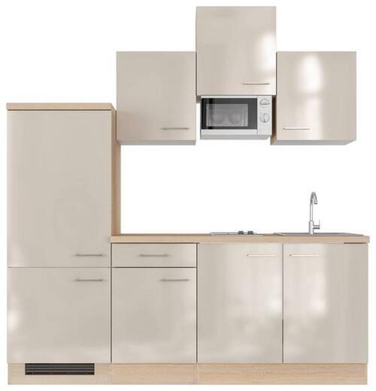 Küchenblock in Kaschmir/ Sonoma Eiche 'Nepal' - Kaschmir/Edelstahlfarben, MODERN, Holzwerkstoff/Metall (210cm) - FlexWell