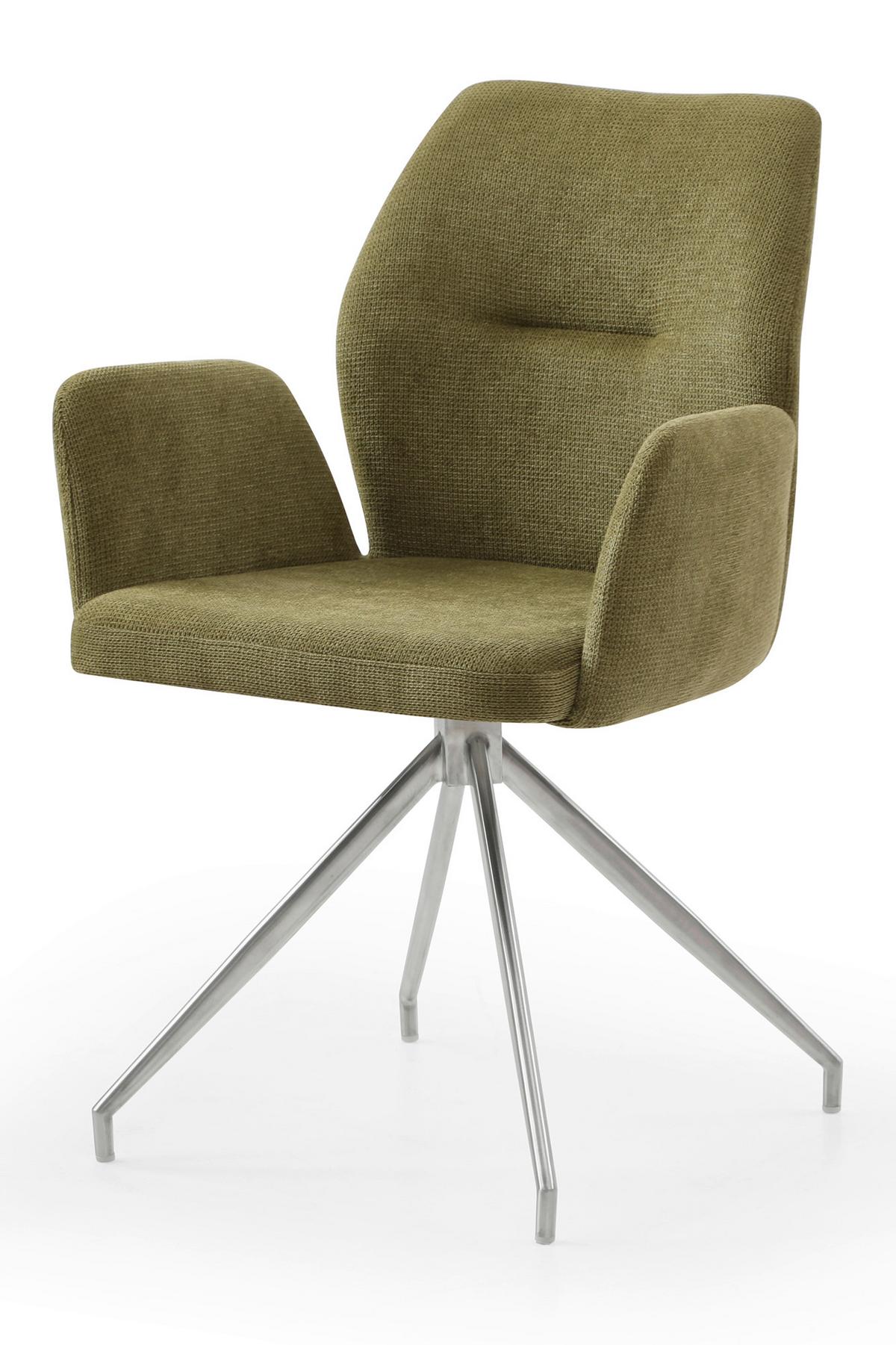 Naslanjač Sofija, Zelena, Vrtljiv - srebrne barve/zelena, Moderno, kovina/tekstil (60/89/62cm) - Livetastic