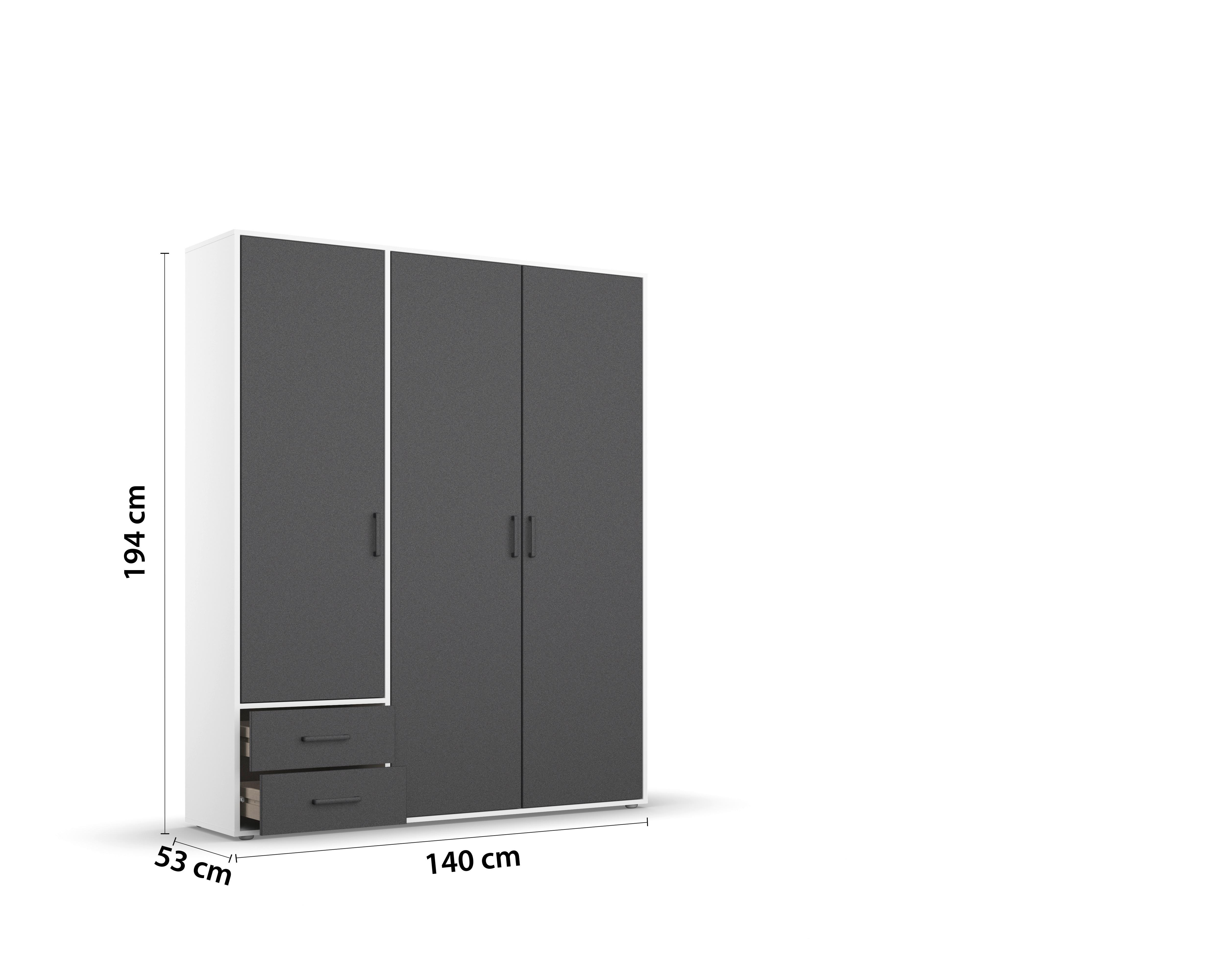 DULAP  USI ROTATIVE VOYAGER - alb/gri, Modern, material pe bază de lemn (140/194/53cm) - Modern Living