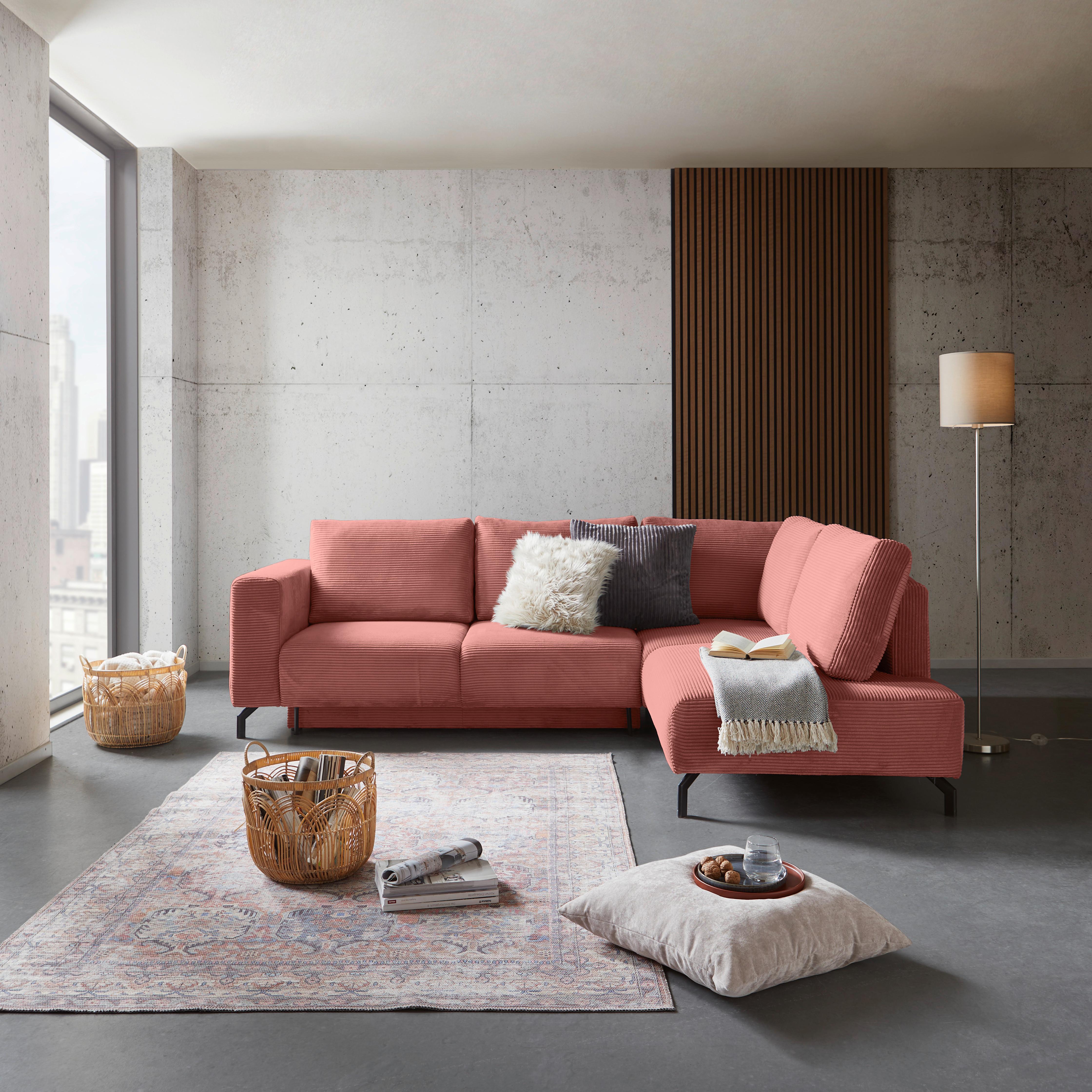 Kutna Garnitura Veni - prljavo ružičasta/crna, Moderno, tekstil (272/210cm) - Modern Living