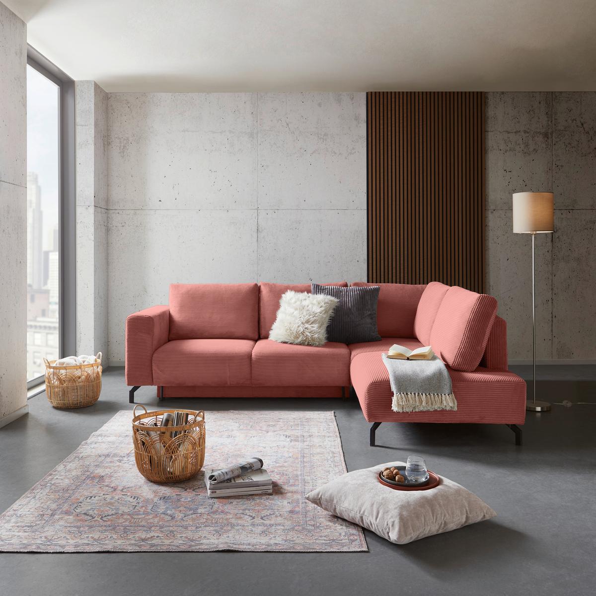 Colțar VENI - roz antic, Modern, textil (272/210cm) - Modern Living