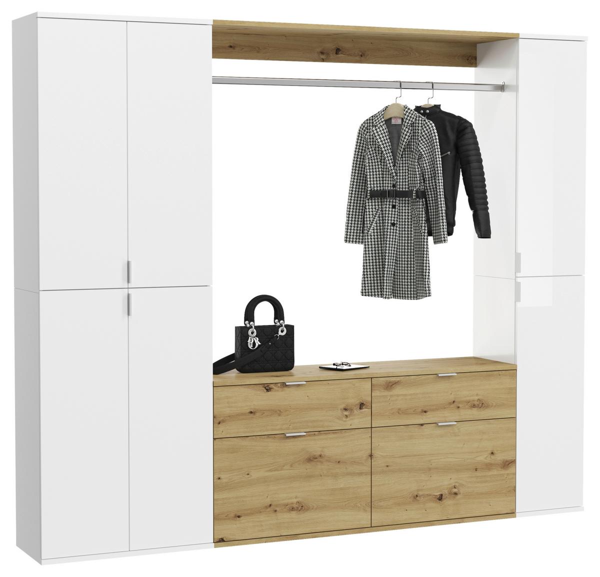 Garderobe Projekt X ca. 212x193 cm Eiche/Weiß - KONVENTIONELL, Holzwerkstoff (212/193/34cm) - MID.YOU
