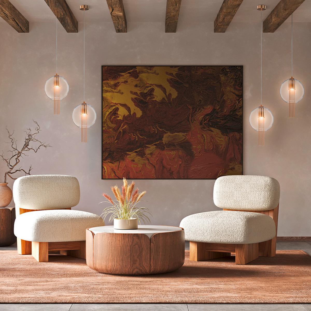 PENDELLEUCHTE FLUSSO - Transparent/Bronzefarben, Trend, Glas/Metall (20/37cm) - MAYTONI
