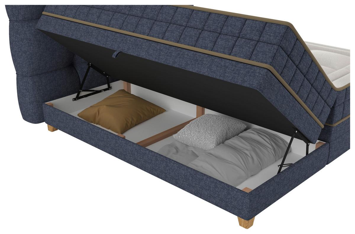 Boxspringbett Bianco Blau ca. 180x200cm - Blau, Konventionell, Holz/Holzwerkstoff (180/200cm) - Premium Living
