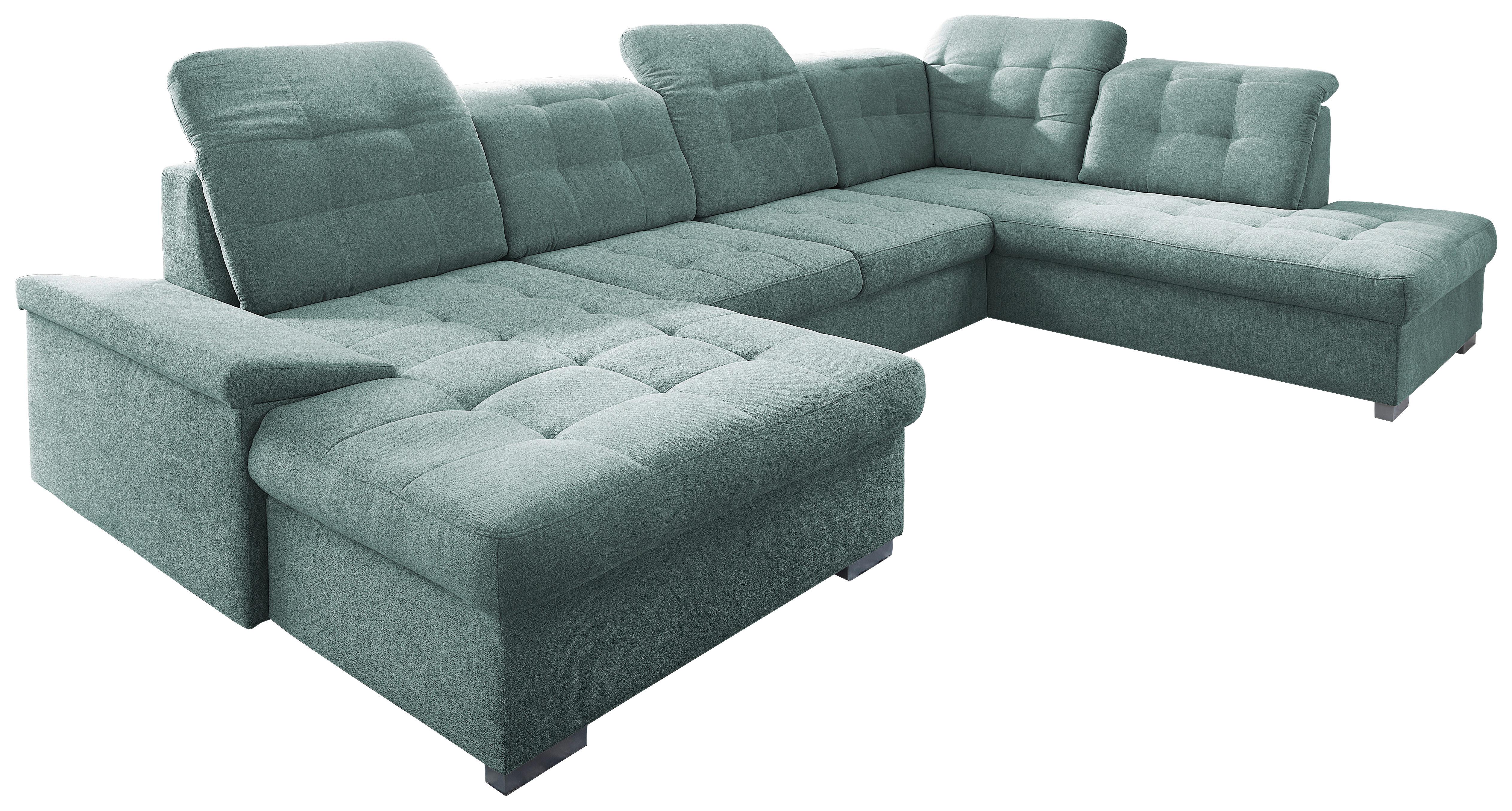 Wohnlandschaft Zira Mintgrün Nylon/Mikrofaser - Chromfarben/Mintgrün, Design, Kunststoff/Textil (169/330/212cm) - Livetastic