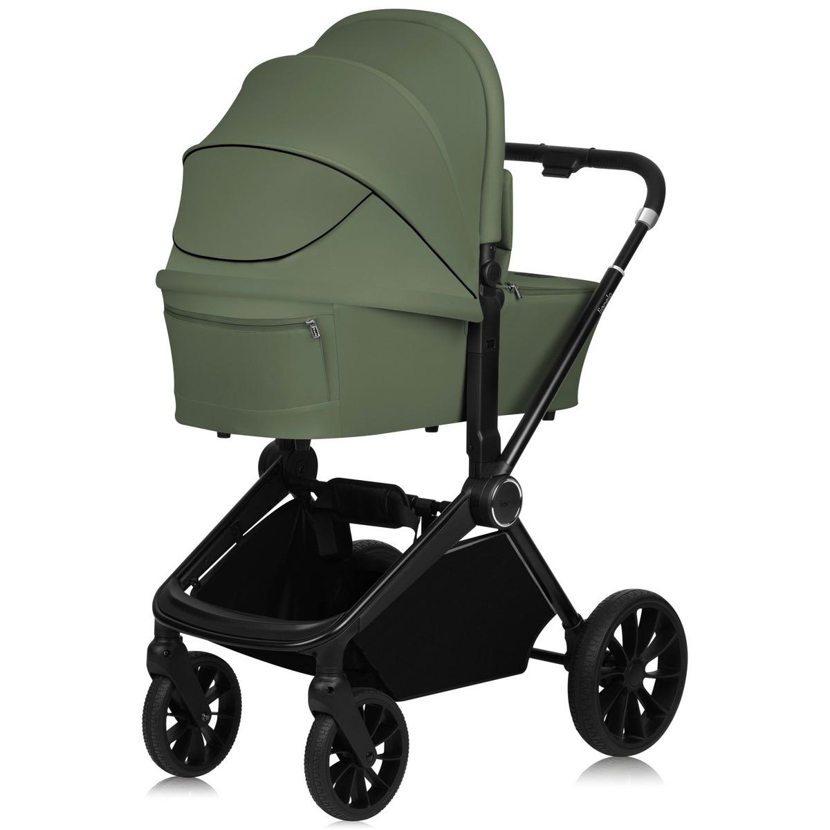 WÓZEK DZIECIĘCY - ZESTAW MIKA PLUS 2IN1 - oliwkowa zieleń, Basics (62/62/40cm) - Lionelo