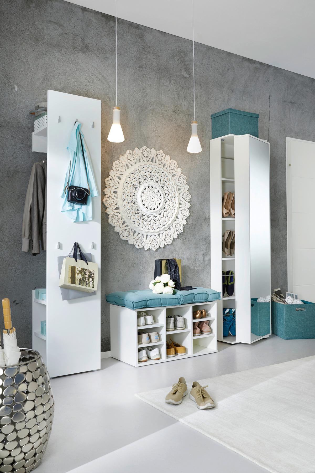 Wanddeko in Weiß - Weiß/Grau, ROMANTIK / LANDHAUS, Holzwerkstoff/Metall (90/90/5cm) - Mömax