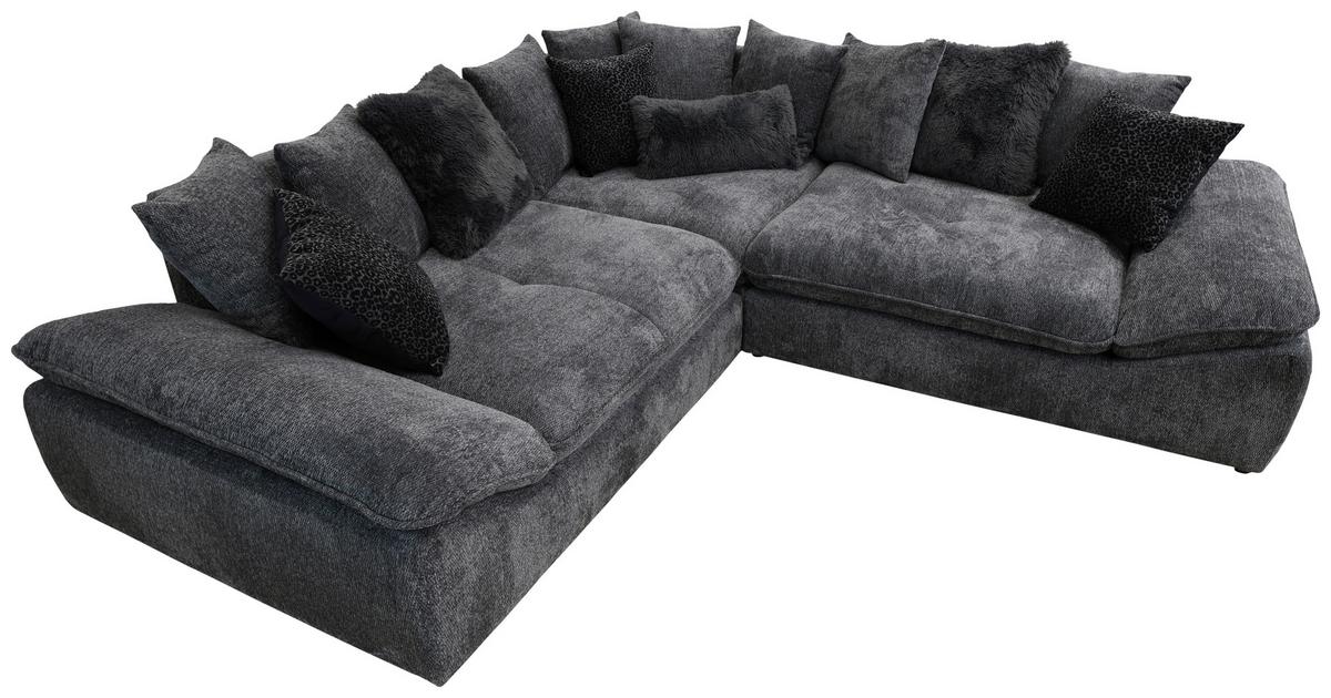 Kutna Garnitura Diun - siva/crna, Trend, tekstil (278/278cm) - Luca Bessoni