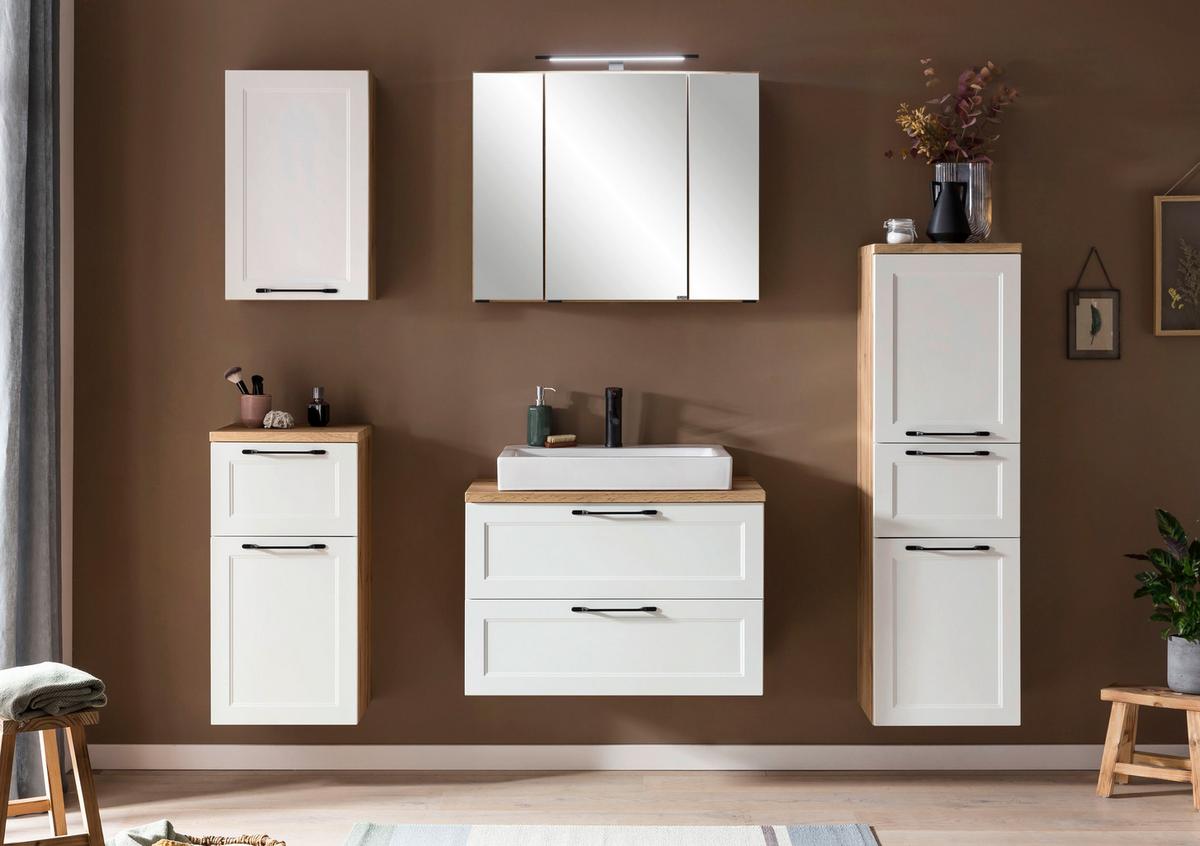 SPIEGELSCHRANK ELMAU -EXKLUSIV- - Eiche Wotan/Schwarz, Romantik / Landhaus, Glas/Holzwerkstoff (80/64/20cm) - Mömax