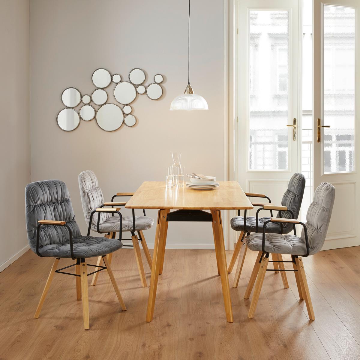 Esstisch aus Buche ca. 135x80 cm "Piet" - Buchefarben/Schwarz, Modern, Holz/Metall (135/80/75cm) - Bessagi Home