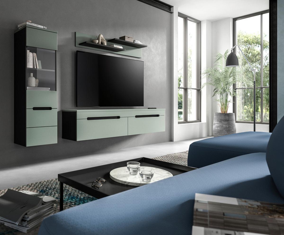 Dnevni Regal Canu, Sivozelena, 3-Delni - črna, Design, umetna masa/leseni material (221/141/33cm) - Livetastic