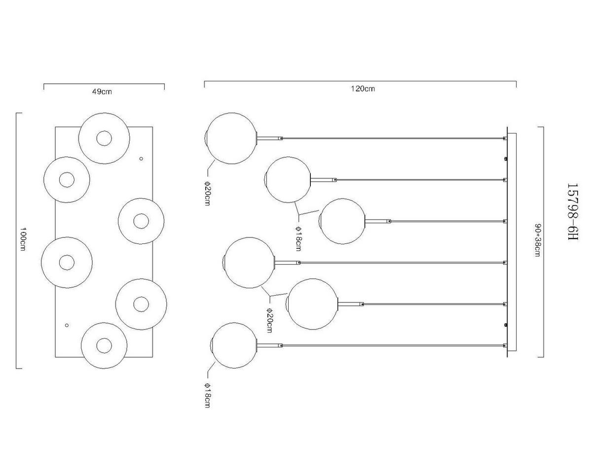LED-HÄNGELEUCHTE 15798-6H LACY - Weiss/Schwarz, Konventionell, Glas/Kunststoff (100/49/120cm) - Globo