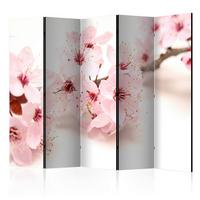 Paravan Cherry Blossom I, 5-Delni, Dvostranski - bela/svetlo roza, Basics, tekstil/les (225/172/3cm) - artgeist