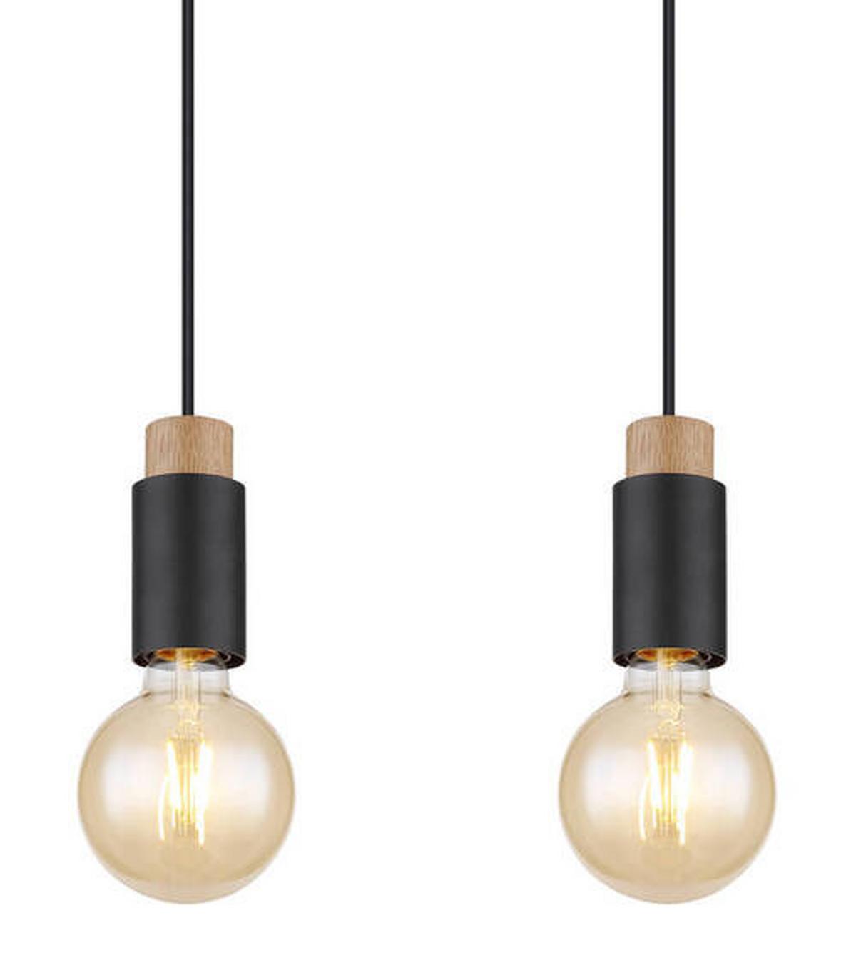 Viseća Svjetiljka Crna Boja - tamno smeđa/crna, Design, drvo/metal (75/8/120cm) - Globo