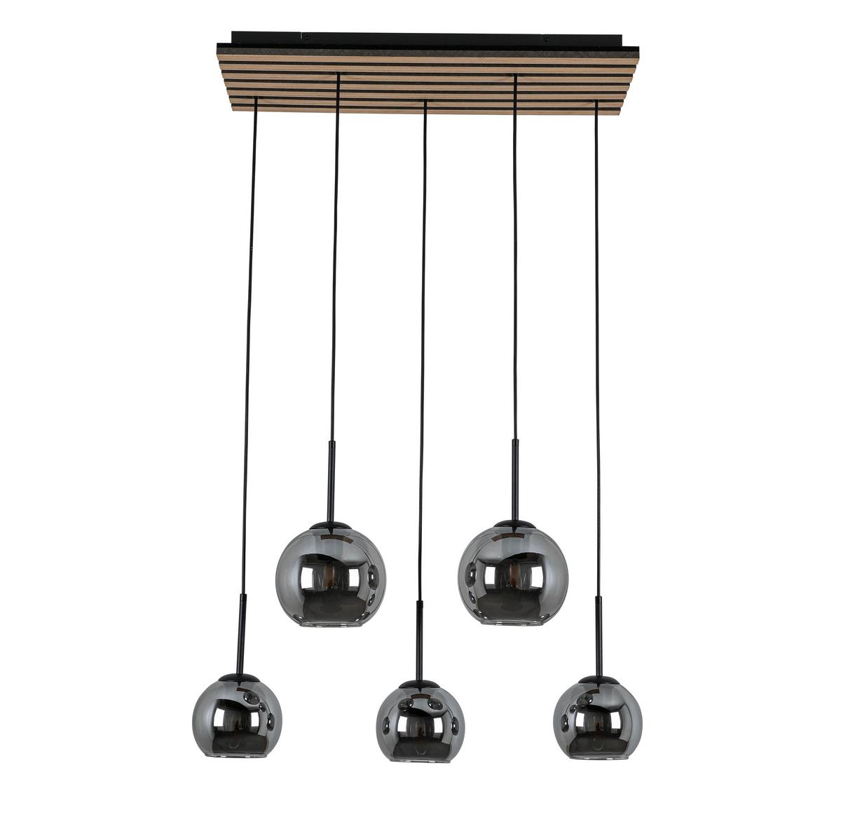 Hängeleuchte Panela Schwarz/Eichefarben max.25Watt - Chromfarben/Eichefarben, Modern, Glas/Holzwerkstoff (75/28,5/120cm) - Mömax