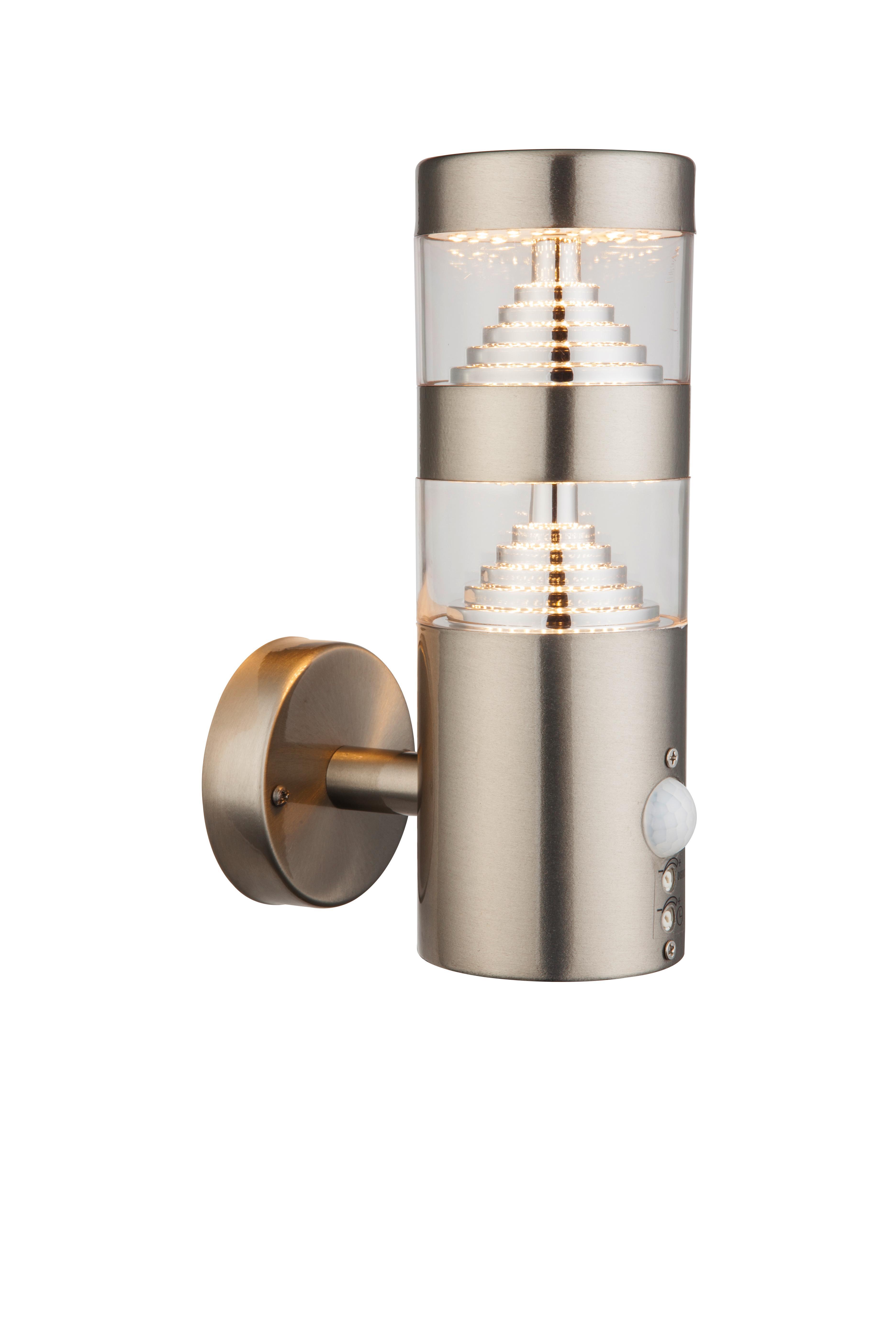 LED-Außenwandleuchte max. 11,5 Watt mit Bewegungsmelder - Klar/Silberfarben, KONVENTIONELL, Kunststoff/Metall (8/13,3/22cm)