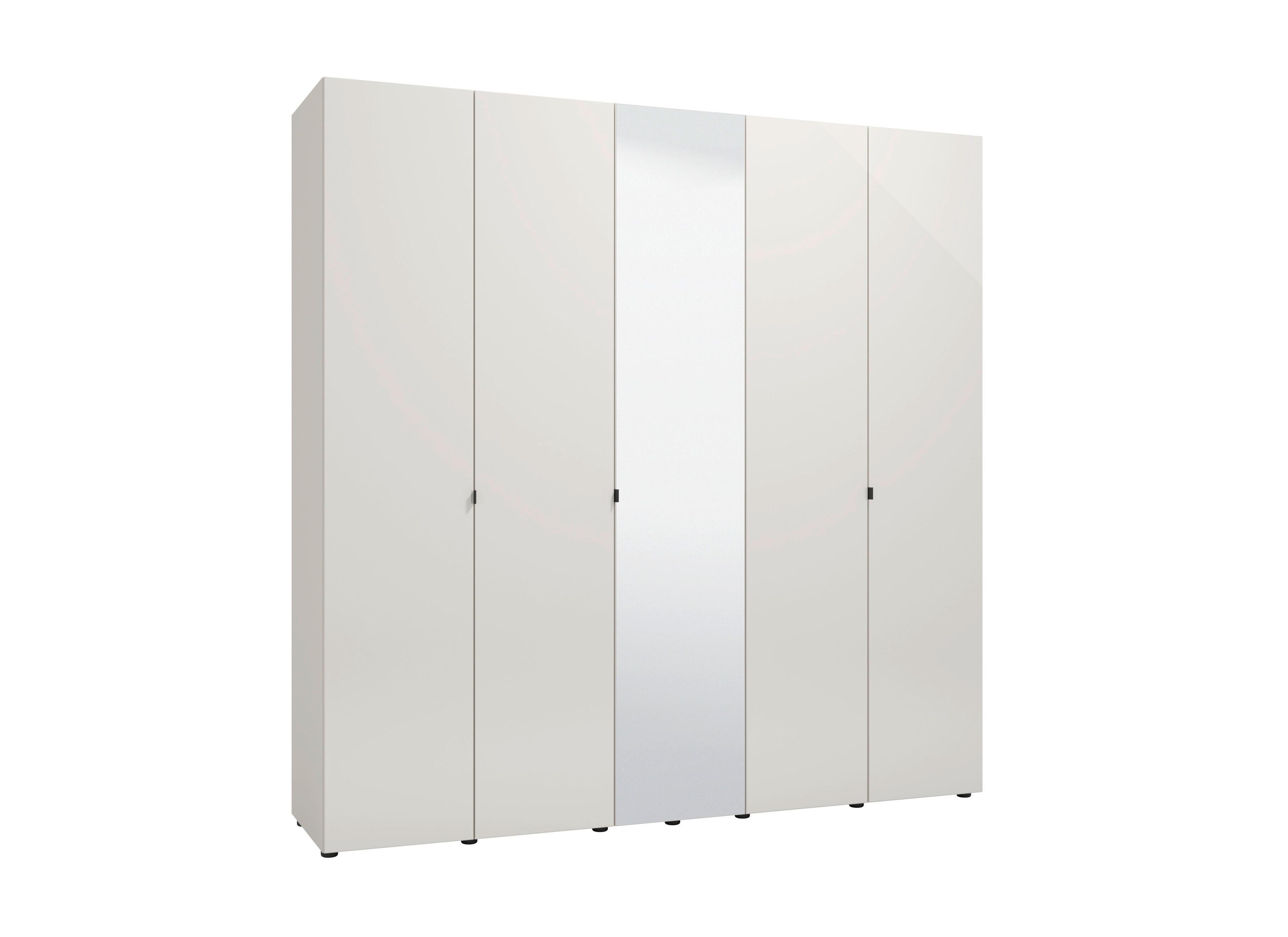 Ruhásszekrény Tükörrel Lucca - kasmírszínű/fehér, Basics, faalapú anyag/Üveg (224/226,5/56,5cm)