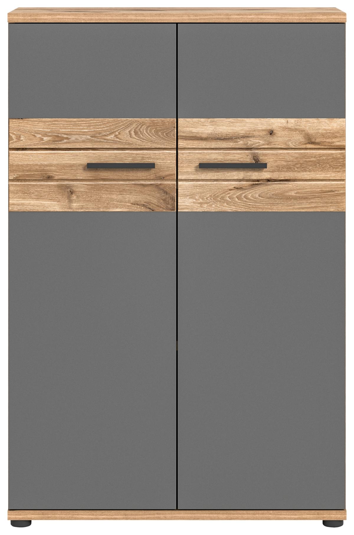 Kommode Mason ca. 80x122 cm Eiche/Grau - Eichefarben/Schwarz, Holzwerkstoff/Kunststoff (80/122/37cm) - MID.YOU