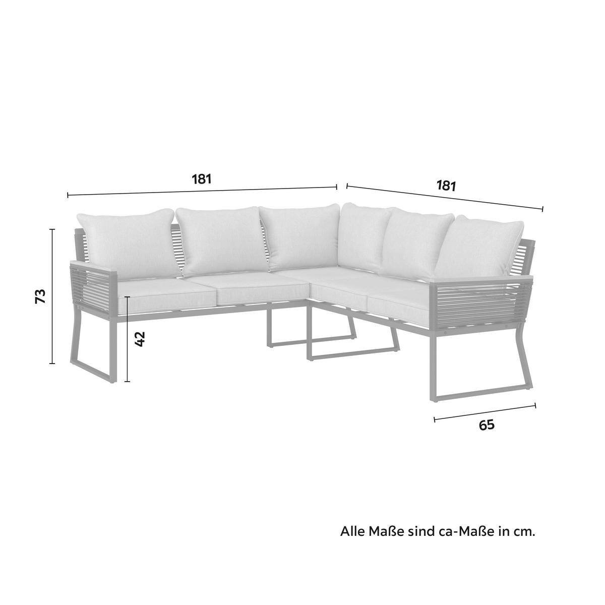 Dining-Loungeset Paulina Hellgr. Metall/Textil +Abdeck. - Hellgrau/Schwarz, Modern, Glas/Kunststoff (181/73/65cm) - Bessagi Garden