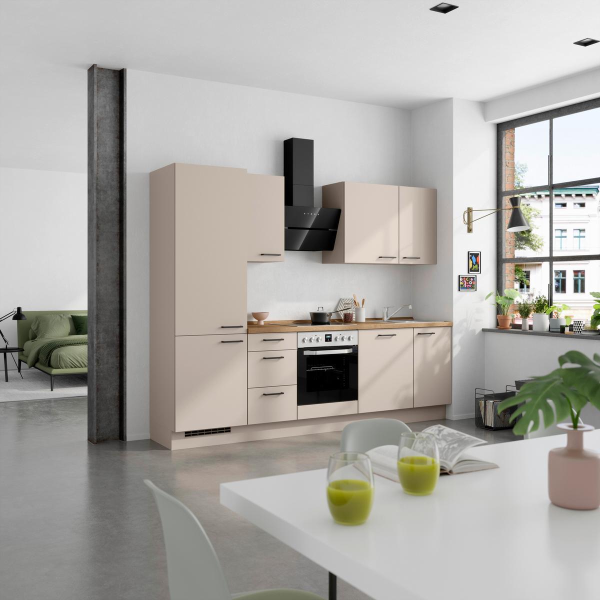 Küchenleerblock Easytouch High o. Geräte Sandfarben - Sandfarben/Eichefarben, MODERN, Holzwerkstoff/Metall (270cm) - Nobilia