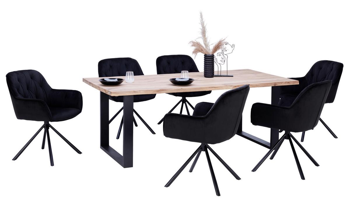 Masă WOOD 200 - culoare natur/negru, Konventionell, lemn/metal (200/75/100cm) - James Wood