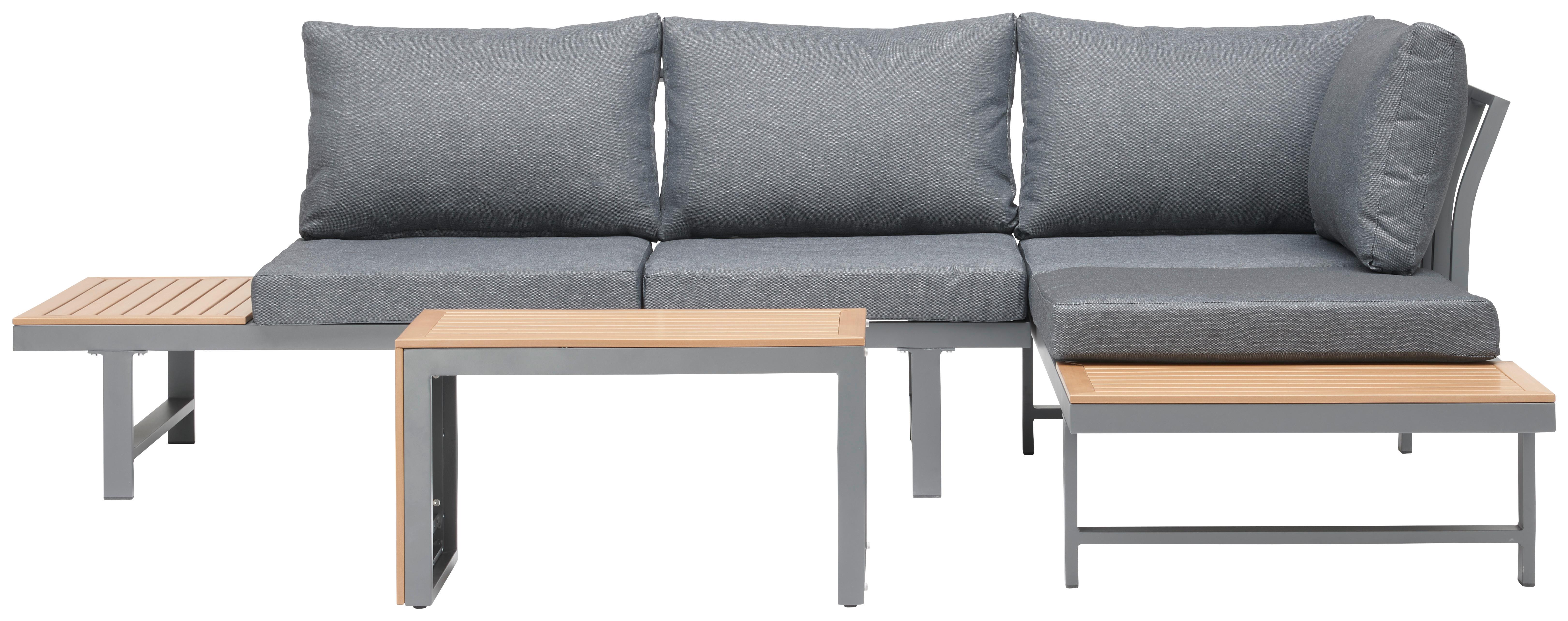 Lounge Garnitúra Melania - Natúr/Antracit, modern, Műanyag/Fém (253/70/175cm) - Modern Living