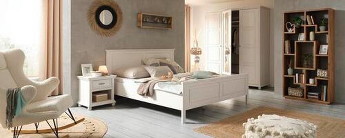 lit in Weiss ca. 180x200cm - blanc, Romantik / Landhaus, bois (180/200cm) - Zandiara