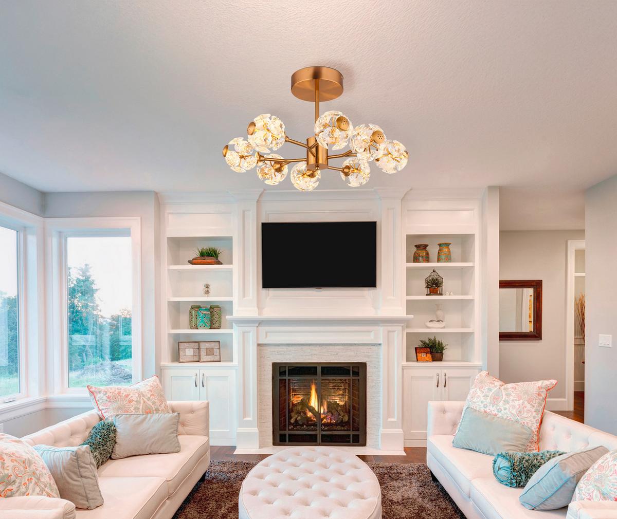 LED-DECKENLEUCHTE 16047-8D VIRINA - Klar/Goldfarben, Konventionell, Glas/Metall (65/38cm) - Globo