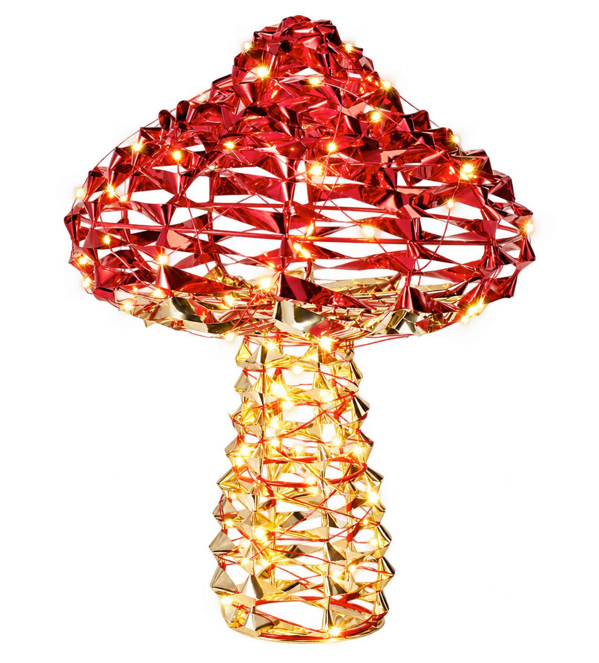 LED-Dekoleuchte Rot/Goldfarben - Rot/Goldfarben, MODERN, Metall (25/25/37cm)