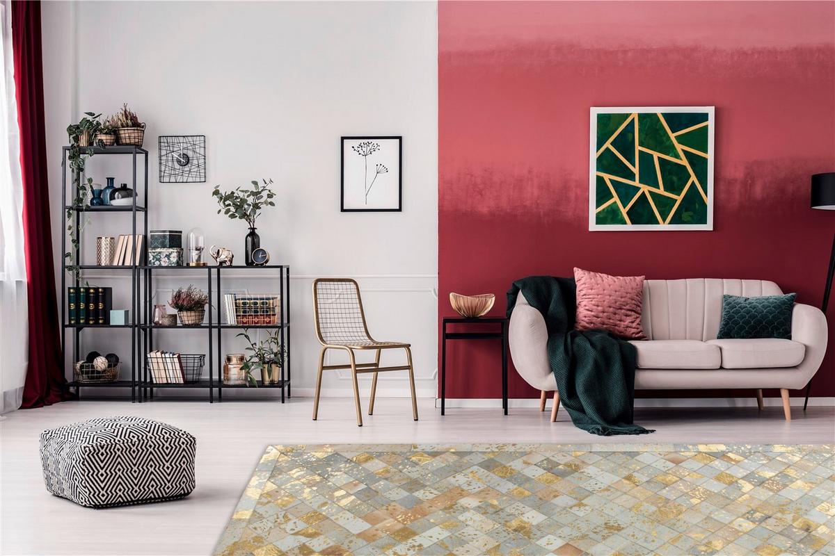 FLACHWEBETEPPICH LAVISH 210 ELFENBEIN / GOLD - Goldfarben/Creme, Basics, Leder (80/150cm) - Kayoom