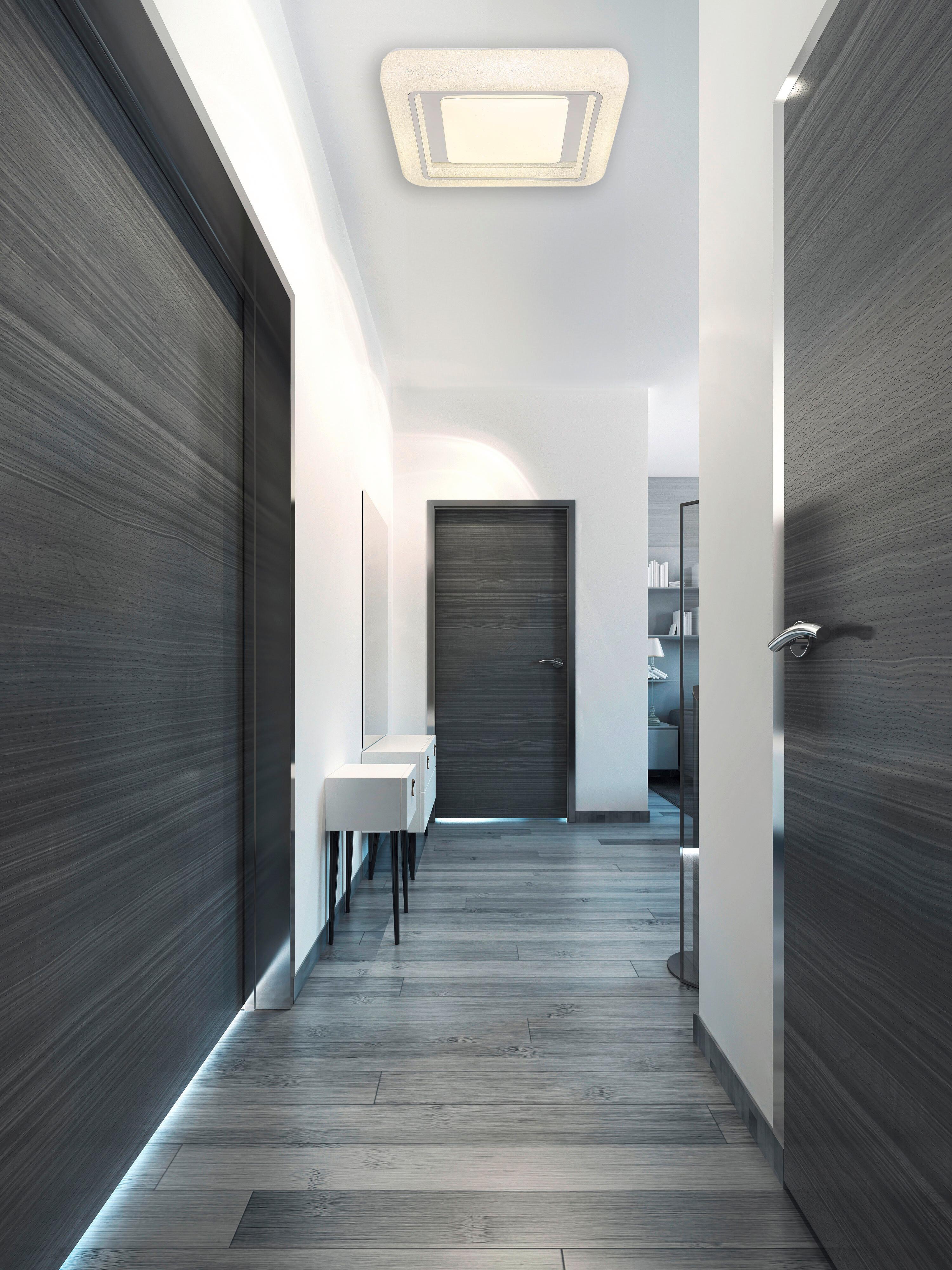 LED-DECKENLEUCHTE 48293-24Q MARCIA - Klar/Chromfarben, Konventionell, Kunststoff/Metall (38/38/7,5cm) - Globo