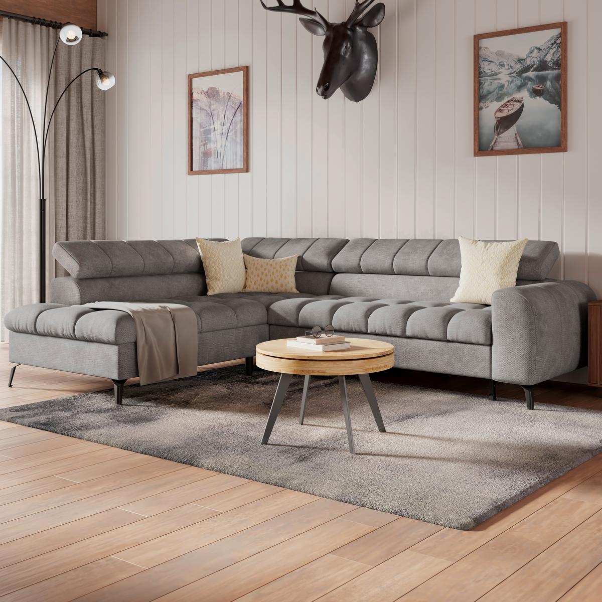 Kutna Garnitura Volf - siva/svijetlo siva, Trend, tekstil/metal (203/261cm)