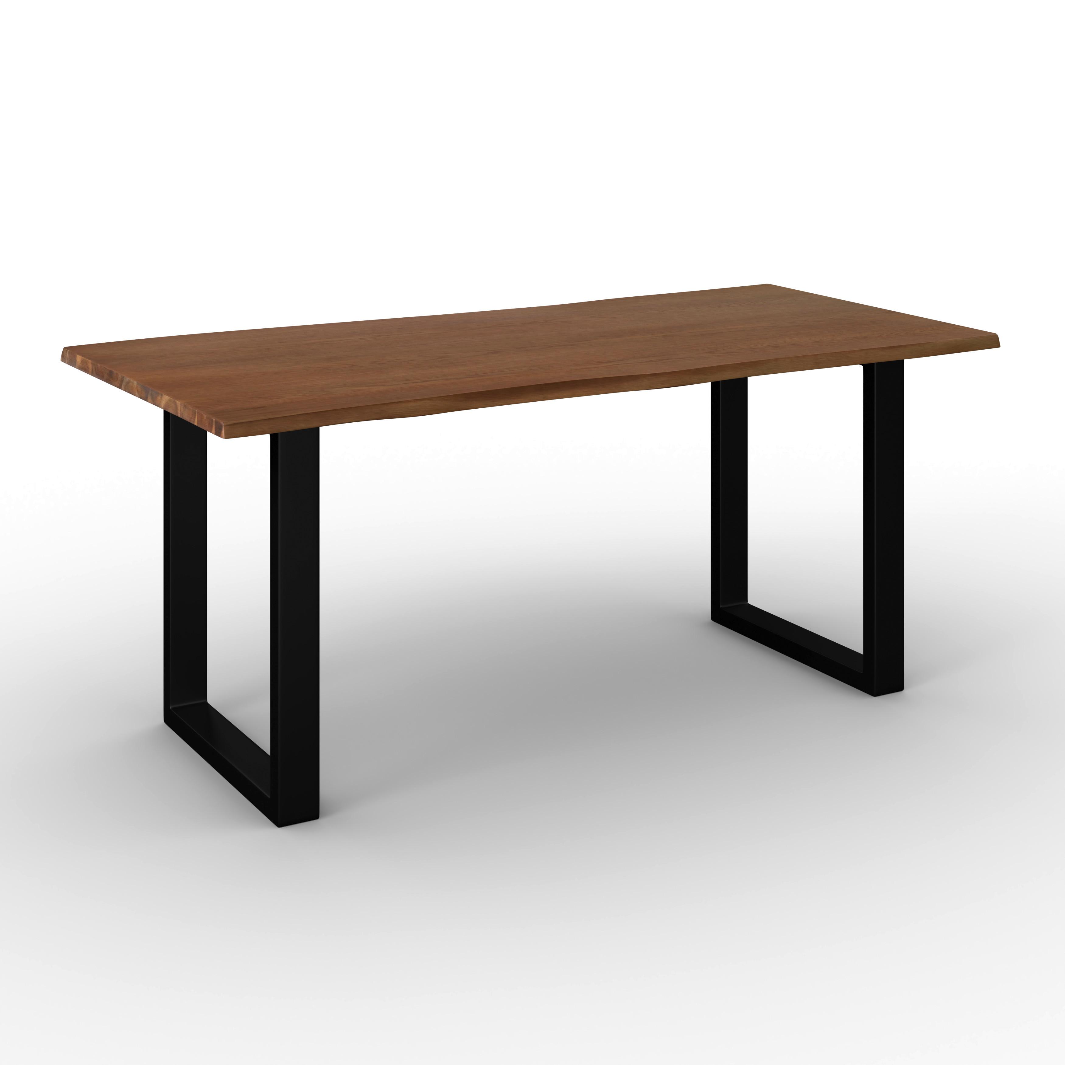 Jedilna Miza Dale, Les Akacije, 180x90 - barva oreha/črna, Moderno, kovina/les (180/90/76cm) - Bessagi Home