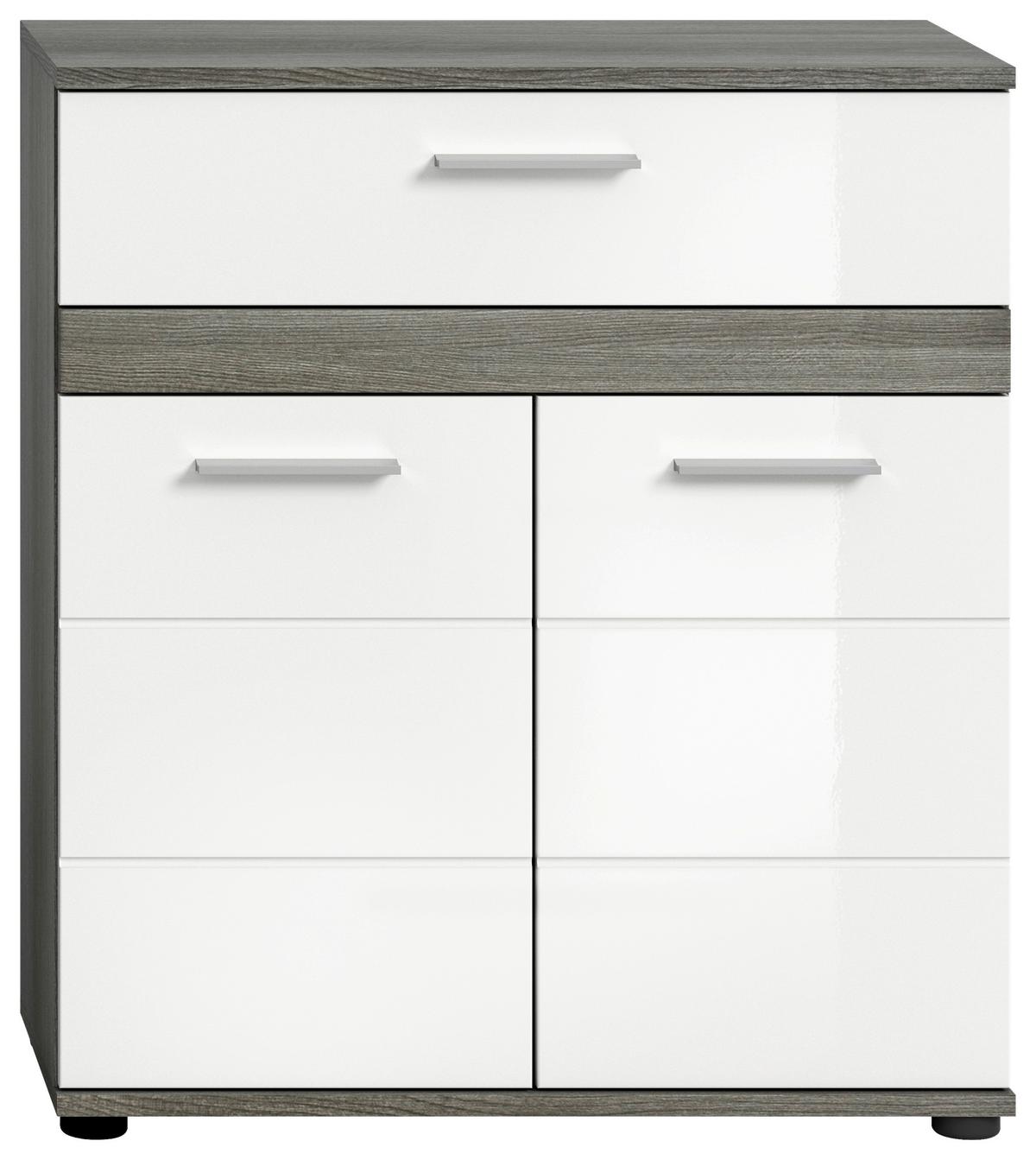 Midischrank Blake ca. 70x79 cm Rauchsilber/Weiß - Weiß Hochglanz/Silberfarben, MODERN, Holzwerkstoff/Kunststoff (70/79/31cm) - MID.YOU