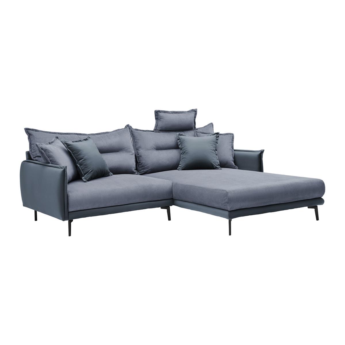 Ecksofa Nuovo Blaugrau - Blaugrau/Schwarz, MODERN, Textil/Metall (245/72-113/190cm) - Mömax