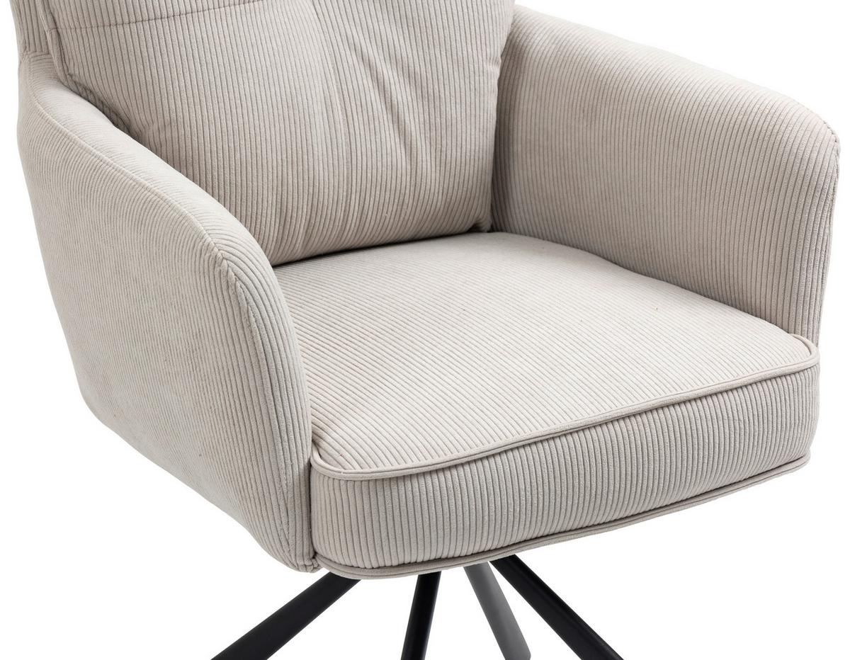 KRZESŁO Z PODŁOKIETNIKAMI POINT - beżowy, Design, metal/tkanina (60/95/67cm) - Novel