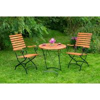 Gartensessel "Schlossgarten" aus Eukalyptus, natur/schwarz - Schwarz/Naturfarben, ROMANTIK / LANDHAUS, Holz/Metall (58/95/66cm) - Gardenson