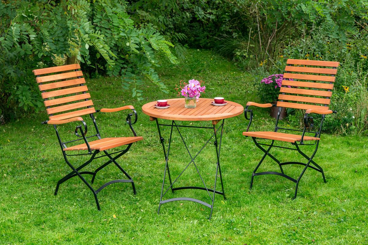 Vrtni Stol Schlossgarten, Masivno, Visok Naslon - črna/naravne barve, Romantika, kovina/les (58/95/66cm) - Gardenson