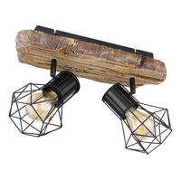 Strahler Priska Natur/Schwarz max. 60 Watt - Schwarz/Naturfarben, KONVENTIONELL, Kunststoff/Metall (38,5/12/23cm) - Globo