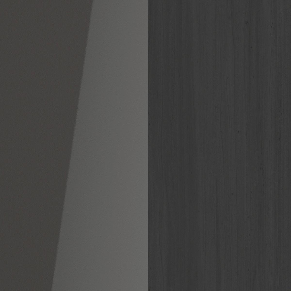 Küchenleerblock Neapel I Grau Hochglanz/ Eichefarben - Grau Hochglanz/Alufarben, MODERN, Holzwerkstoff/Metall (320cm) - Held