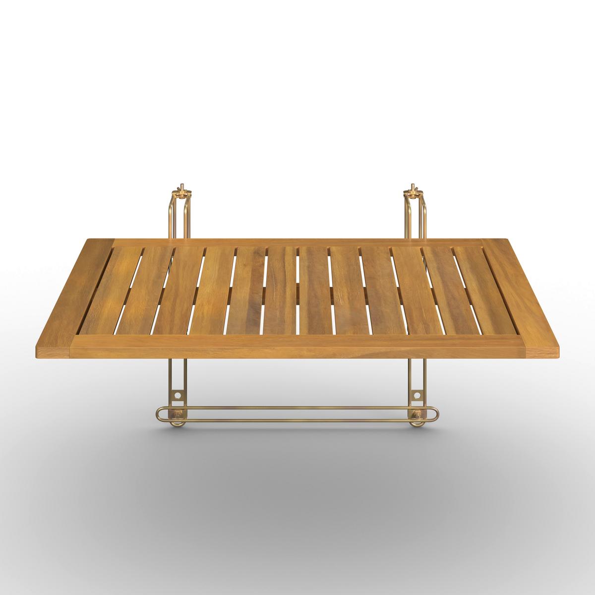 Balkontisch Helena Akazie/ Metall ca. 65x35x45 cm - Silberfarben/Akaziefarben, MODERN, Holz/Metall (65/35/45cm) - Bessagi Garden