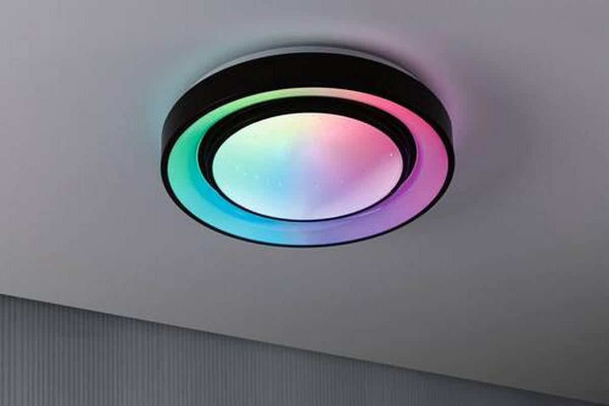 Deckenleuchte Rainbow in Schwarz/Weiß max. 22 Watt - Schwarz/Weiß, Basics, Kunststoff/Metall (37,5/7cm) - Paulmann