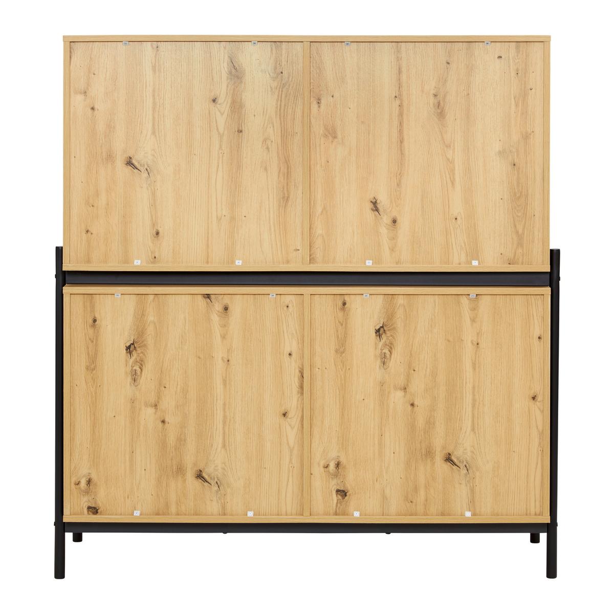 Highboard Jasmina Schwarz/Eichefarben MDF/Metall - Eichefarben/Schwarz, MODERN, Holz/Metall (118/131/41,5cm) - Bessagi Home