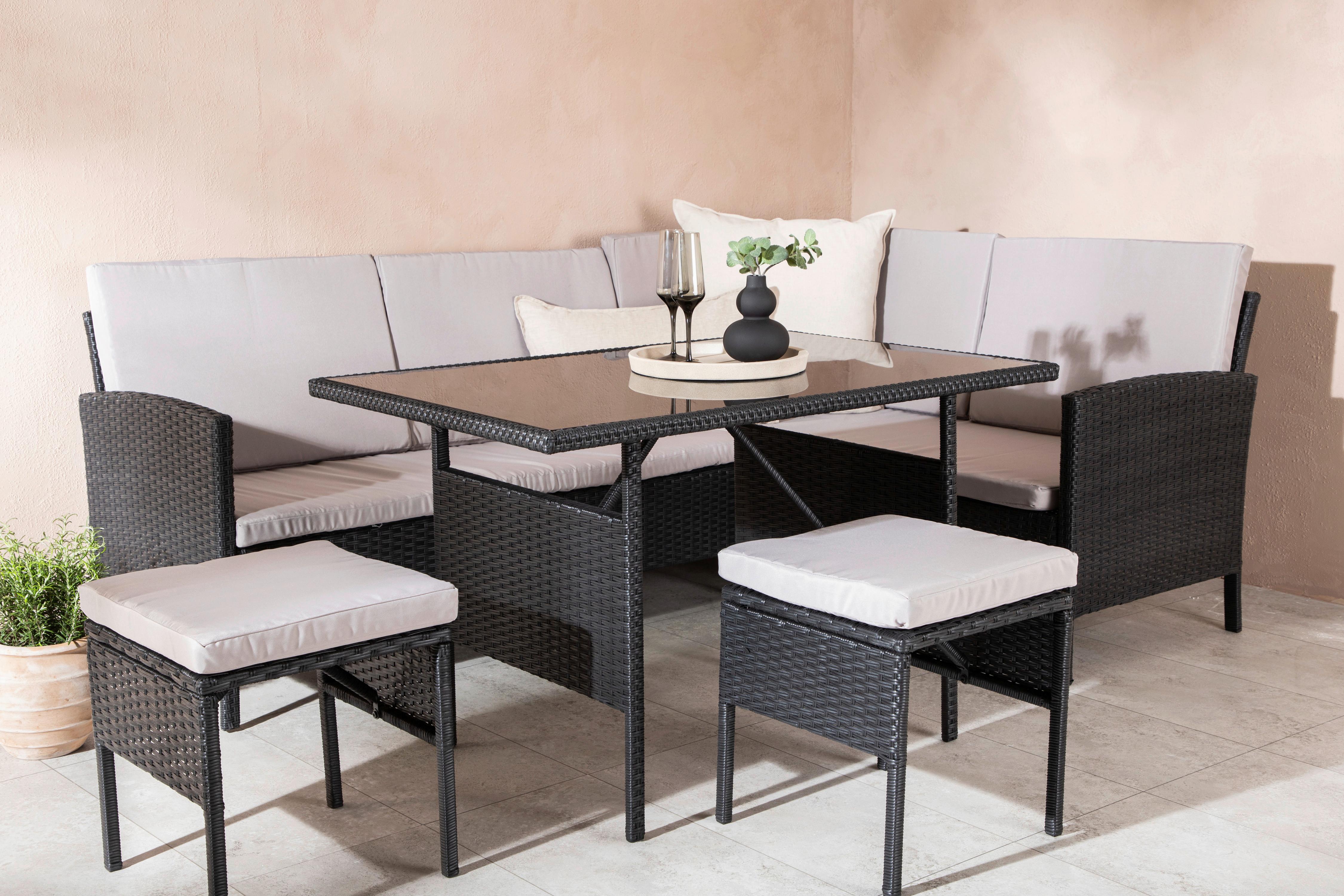 Dining-Loungeset Knock Grau/Schwarz - Schwarz/Grau, KONVENTIONELL, Kunststoff - Gardenson