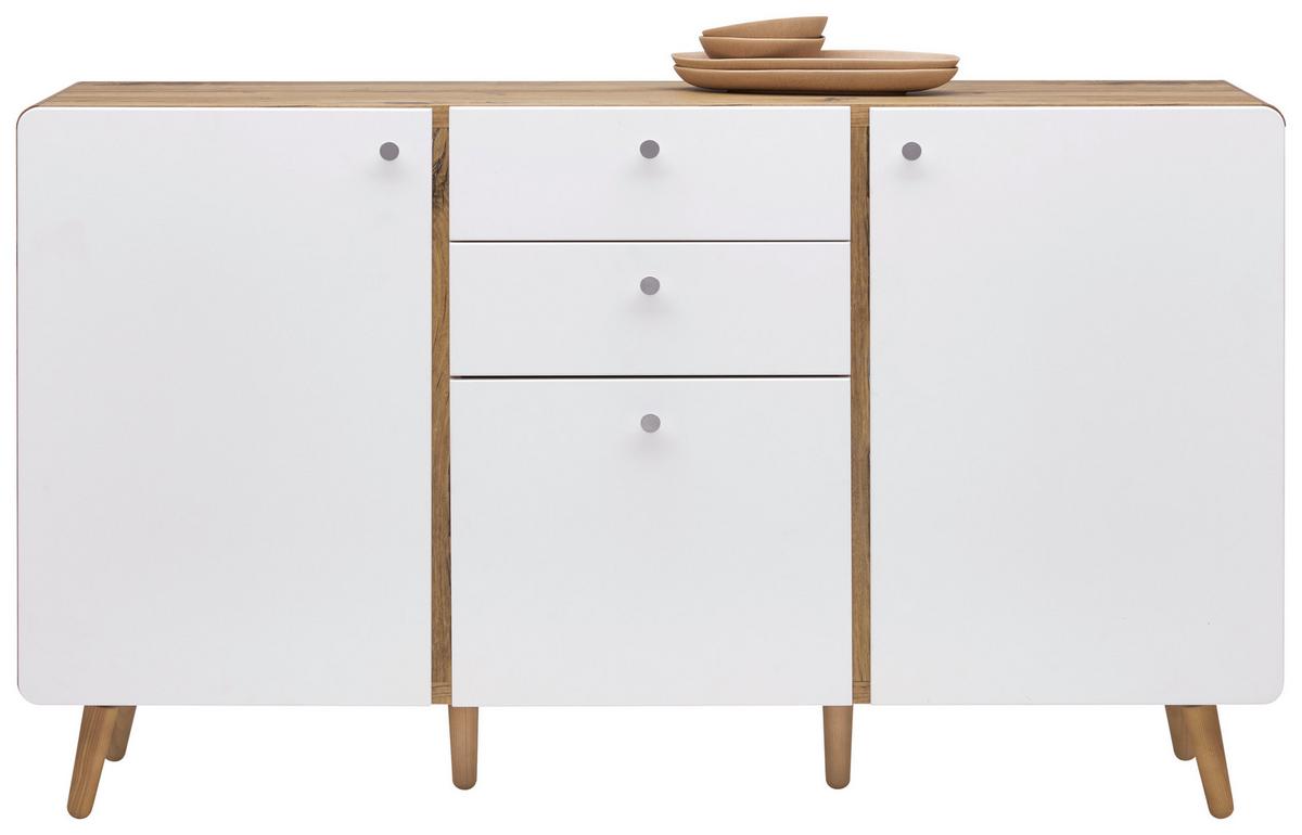 sideboard Eichefarben - couleur de chêne/blanc, Modern, matériau de bois (158/91/40cm) - Premium Living