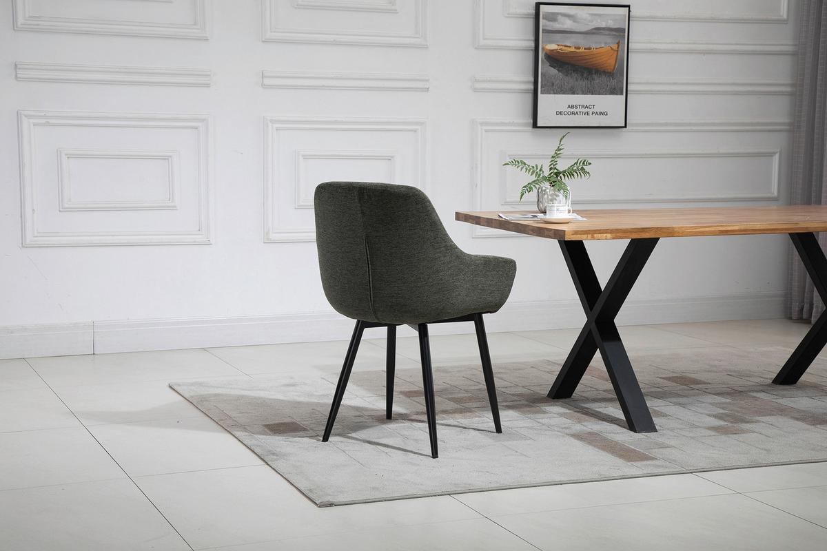 Set Naslanjačev Lena, Zelena, 2-Delni - črna/zelena, Moderno, kovina/tekstil (64/86/59cm) - Livetastic