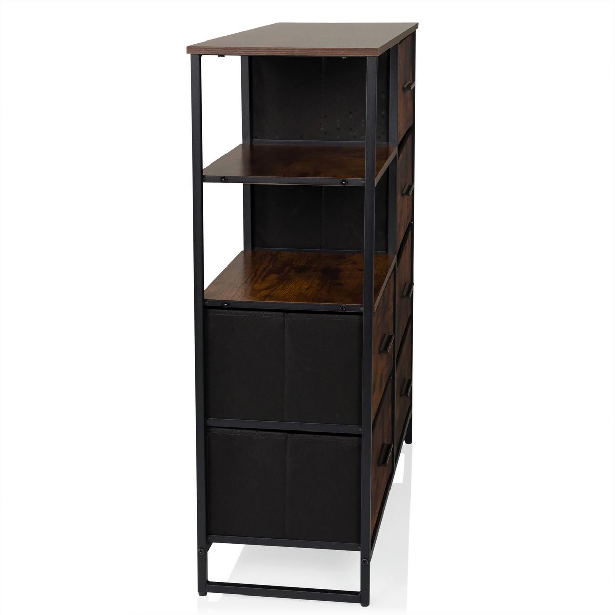 Komoda Ragala, Barva Hrasta - črna/barve hrasta, Moderno, kovina/tekstil (84/92/30cm) - MID.YOU